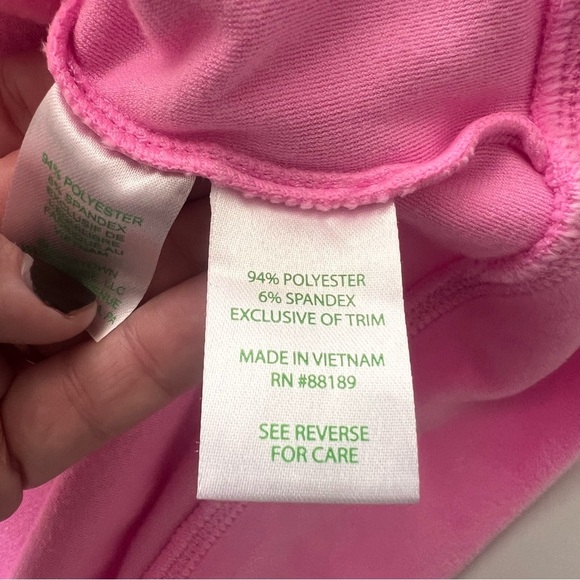 Lilly Pulitzer Larina Velour Zip-up Hoodie Pink Large - Picture 6 of 6